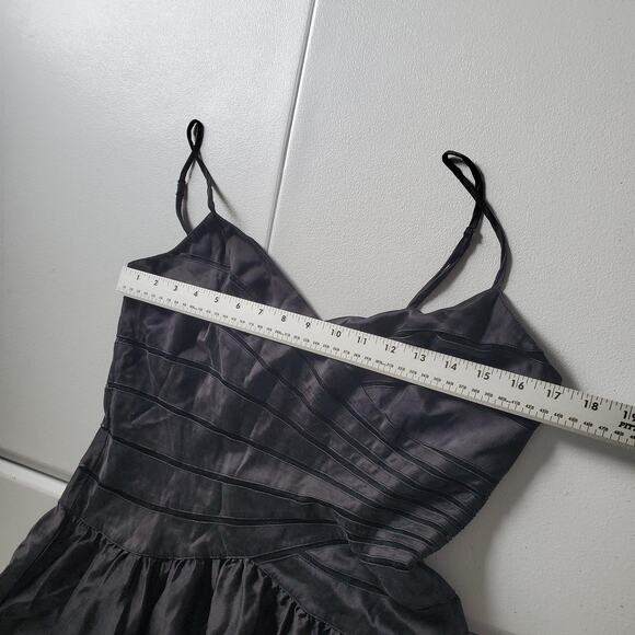 Y2K Whimsigoth Adrianna Papell Dress Womens 10 Black White Silk Floral Fit Flare - Picture 7 of 11